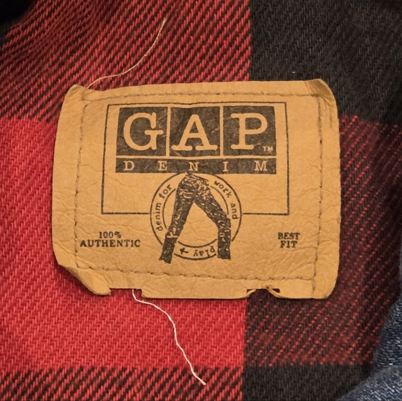 Vintage GAP Flannel Lined Denim Jacket 90s Mens Large Blue Jean Button-Up Winter - Picture 4 of 8